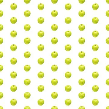 Pattern of green apples on a white background. Isolated fruits. Image for fab Stock Photos