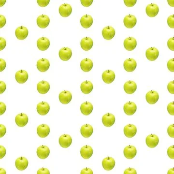 Pattern of green apples on a white background. Isolated fruits. Image for fab Stock Photos