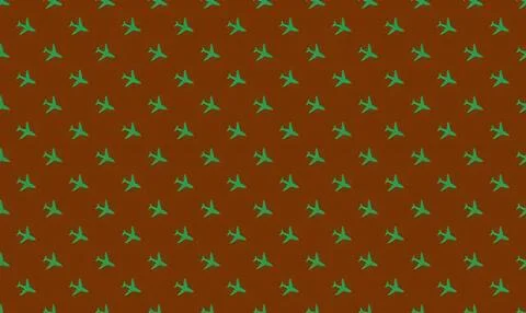 Pattern of green birds flying on brown background Stockillustratie