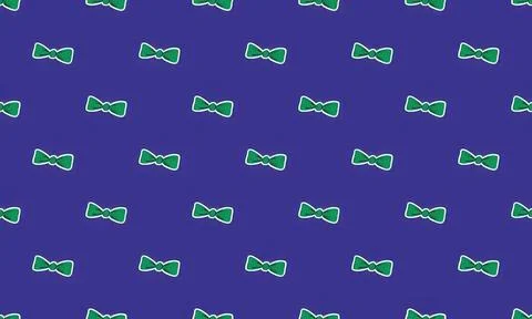 Pattern of green bow ties on blue background Stock Illustration
