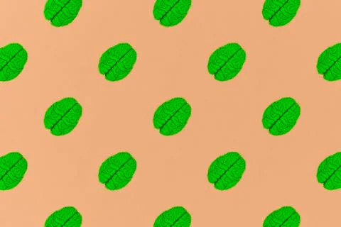 Pattern of a green brain on the craft background.3D rendering. 库存插图