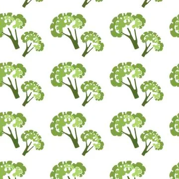 Pattern green broccoli art vector fresh organic vegetable nature cabbage food Illustrazione stock