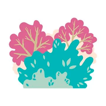 Pattern of green bushes and trees with branches and leaves. Vector abstract Illustrazione stock