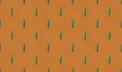 Pattern of green cacti on orange background Stock Illustration