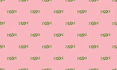 Pattern of green candies on pink background Stock Illustration