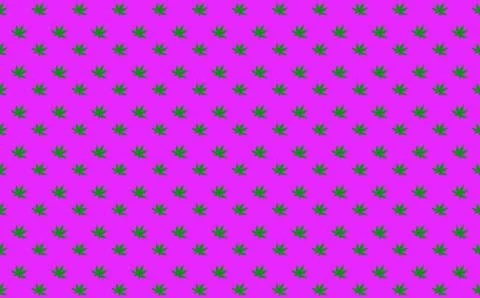 Pattern of Green Cannabis Leaf on Lavender Background Stock Illustration