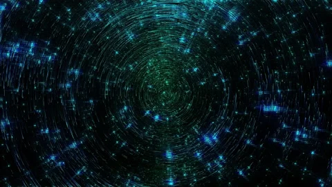 A pattern of green circles on which blue light rays are reflected Stock Footage 297584601