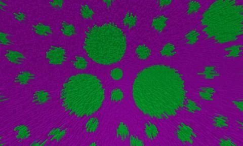 A pattern of green circular shapes of varying sizes against a purple backgrou Stockillustratie