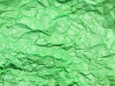 Pattern of green crumpled paper texture background. Stock Photos
