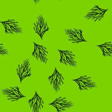 Pattern green dill sketch hand drawn Stock Illustration