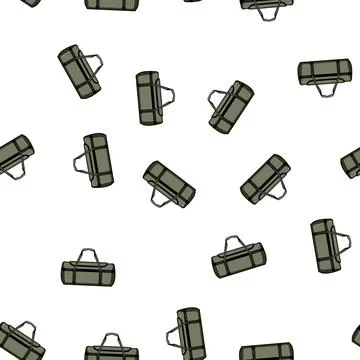 Pattern Green duffel bag vector on white background Illustrazione stock