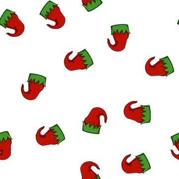Pattern green elf santa hat cartoon vector Stock Illustration