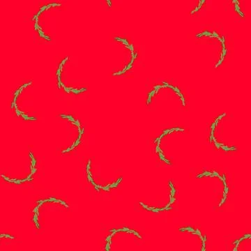 Pattern green evergreen garland arching with vibrant red round berries, formi 스톡 일러스트