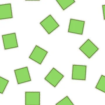 Pattern Green fabric patch with rough stitching border Illustrazione stock