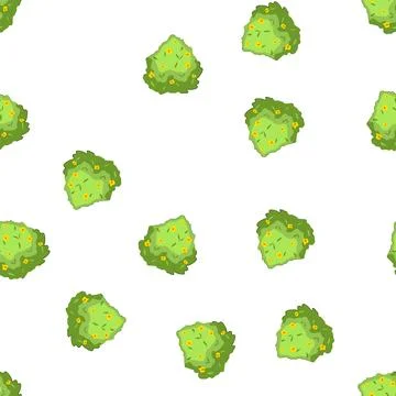 Pattern green garden bush growing with yellow flowers Stock Illustration