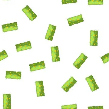 Pattern green garden hedge with yellow flowers blooming Stock Illustration