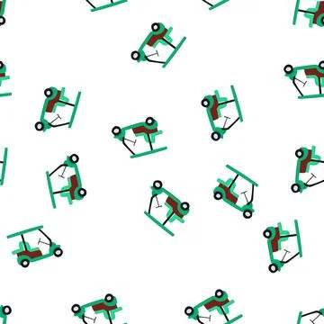 Pattern green golf cart cartoon vector 스톡 일러스트
