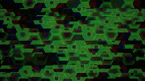 Pattern of green hexagons on a dark background with lines Vidéo 332908762