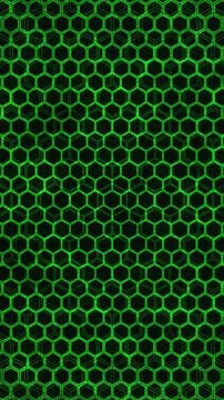 Pattern of green hexagons on a dark background in a simple design Stock Illustration