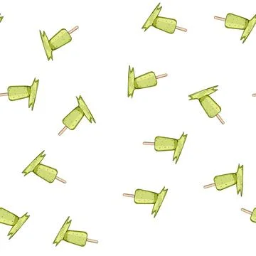 Pattern Green ice pop melting on a warm day Stock Illustration
