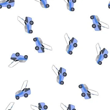 Pattern green lawn mower cartoon vector Illustrazione stock