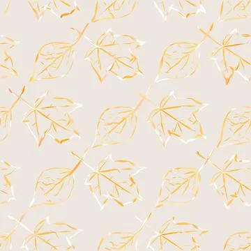 Pattern green leaves on a cream background Stock Illustration