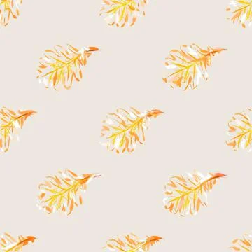 Pattern green leaves on a cream background Stock Illustration