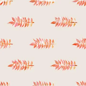 Pattern green leaves on a cream background Stock Illustration