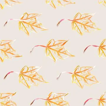 Pattern green leaves on a cream background Stock Illustration