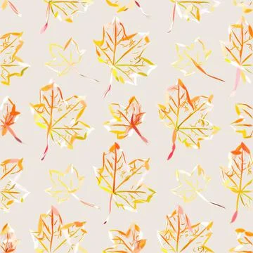 Pattern green leaves on a cream background Stock Illustration