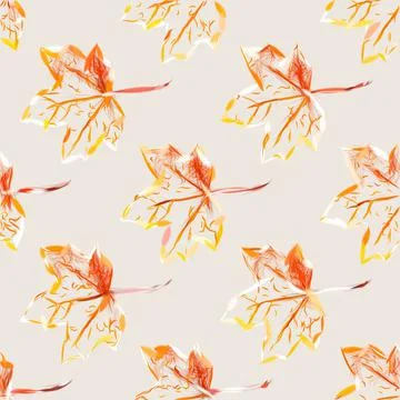 Pattern green leaves on a cream background Stock Illustration