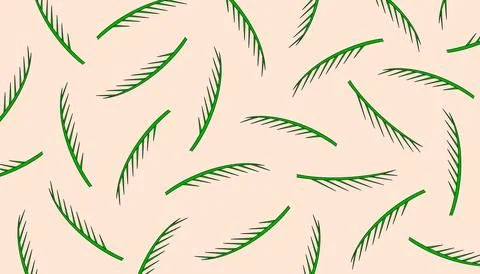 Pattern of green leaves is drawn on a brown background Stock Illustration