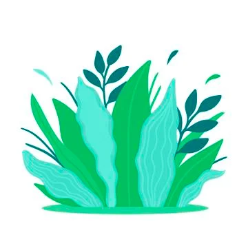 Pattern of green leaves of plants for the background. Bush with branches and Stock Illustration