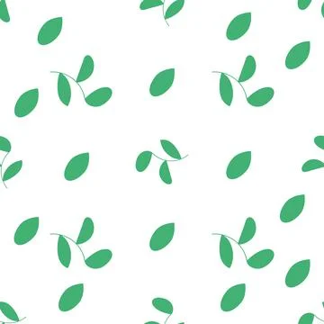 Pattern of green leaves on white background for use in web design Stock Illustration