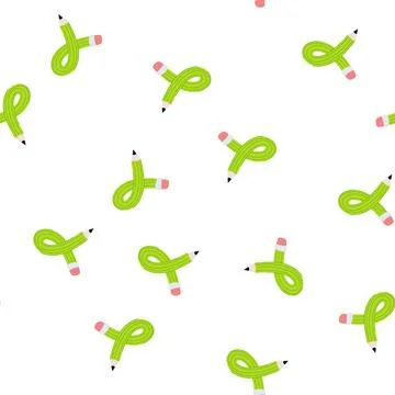 Pattern green pencil bending into flexible loop symbolizing creativity 库存插图
