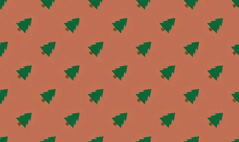 Pattern of green pine trees on brown background Stock Illustration