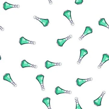 Pattern Green poison potion bottle with skull stopper Stock Illustration