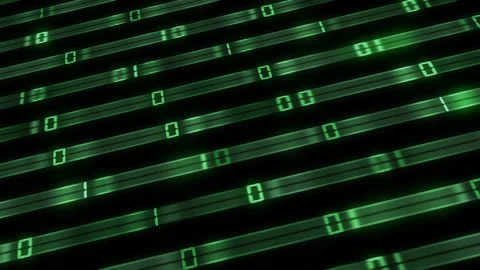 The pattern of green rays transmits the binary code code to the center of the Stock Footage 85633497