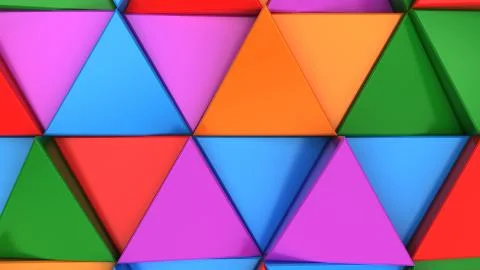 Pattern of green, red, purple and blue triangle prisms Stock Illustration