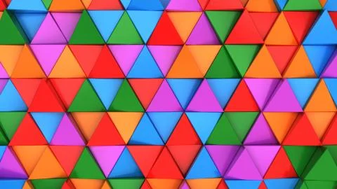 Pattern of green, red, purple and blue triangle prisms Stock Illustration