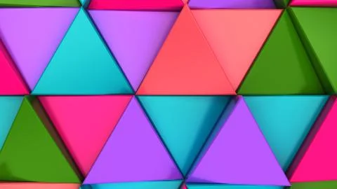 Pattern of green, red, purple and blue triangle prisms Stock Illustration