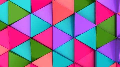Pattern of green, red, purple and blue triangle prisms Illustrazione stock
