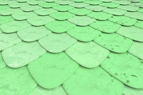 Pattern of green rounded roof tiles Stock Illustration