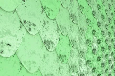 Pattern of green rounded roof tiles Stock Illustration