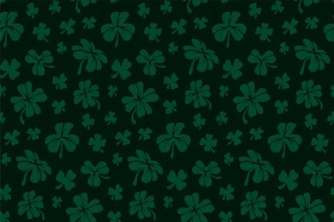 Pattern with green shapes of clover leaves Stock Illustration