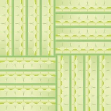 Pattern with green squares and decorations interlocking Stock Illustration