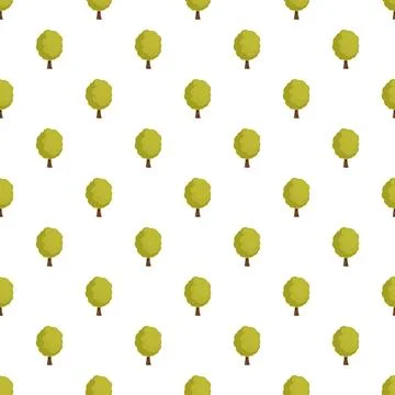Pattern with green trees on white background Stock Illustration