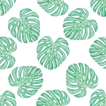 Pattern with green tropical leaves Stock Illustration