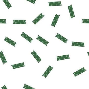 Pattern green washi tape with white snowflake pattern Stock Illustration