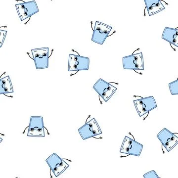 Pattern green water eco character cartoon vector Stock Illustration